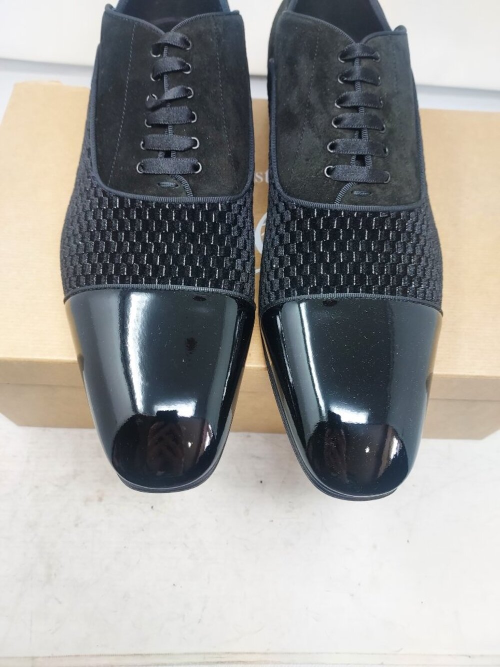 Christian Louboutin MENS Greggy Chick Flat Black Velvet Shoe - Picture 6 of 11